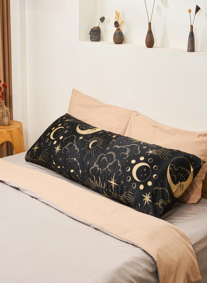 EXQ Home Satin Pillowcase for Hair and Skin - Black Printed Silk Body Pillowcase 20x54 inches - Body Pillow Cases with Envelope Closure, Gifts for Women Men - Image 2