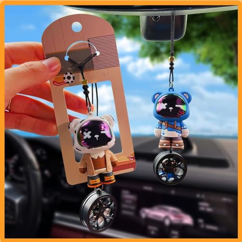YOURKARTS.COM Bunny Astronaut Car Hanging Ornament – Rearview Mirror Pendant Bear Design | Cute Car Interior Decor for Dashboard & Mirror Styling | car Accessories 2025 - Image 4