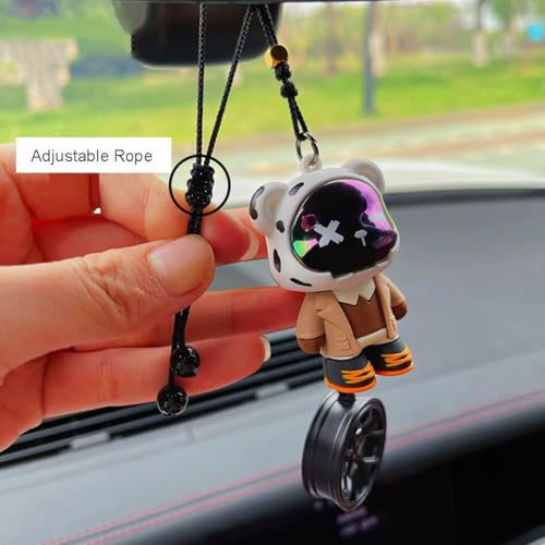 YOURKARTS.COM Bunny Astronaut Car Hanging Ornament – Rearview Mirror Pendant Bear Design | Cute Car Interior Decor for Dashboard & Mirror Styling | car Accessories 2025 - Image 5