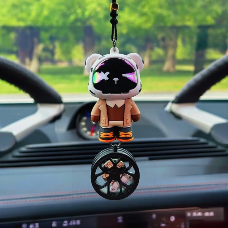 YOURKARTS.COM Bunny Astronaut Car Hanging Ornament – Rearview Mirror Pendant Bear Design | Cute Car Interior Decor for Dashboard & Mirror Styling | car Accessories 2025 - Image 2