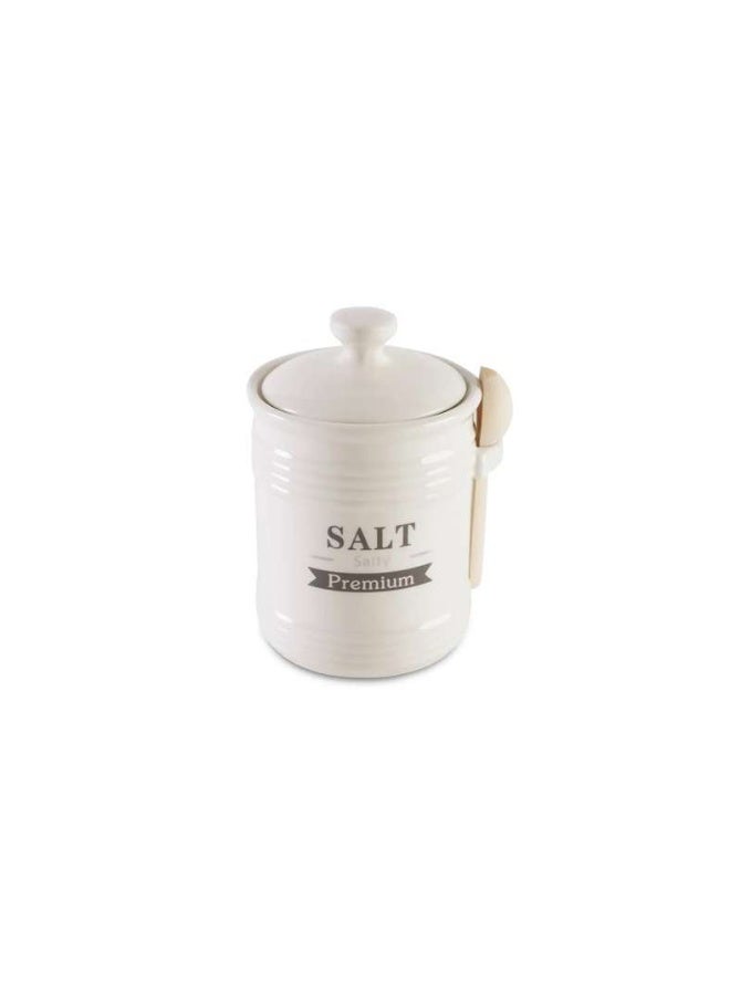 Pan Home Luisa Salt Canister With Spoon 700Ml - White - Image 4