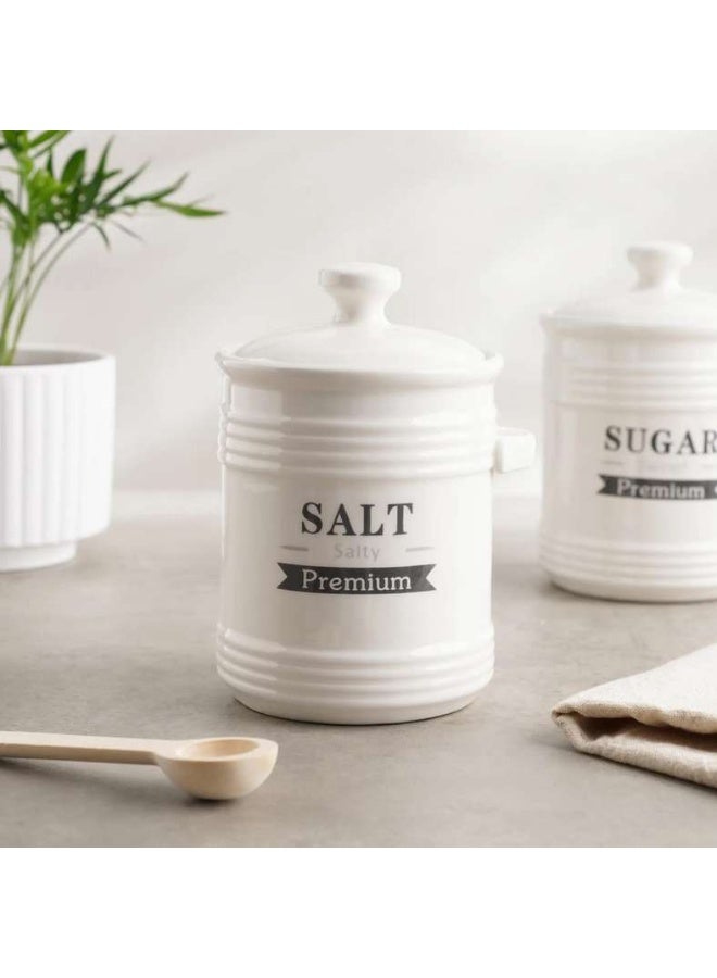 Pan Home Luisa Salt Canister With Spoon 700Ml - White - Image 1