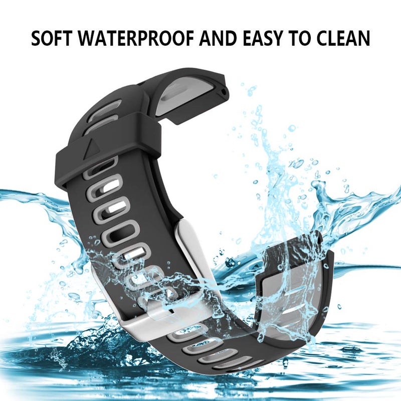 ISABAKE Compatible Forerunner 735XT Band Soft Silicone Sport Watch Strap Wristbands for Forerunner 220 230 235 620 630 Approach S20 S5 S6(Black/Gray) - Image 4