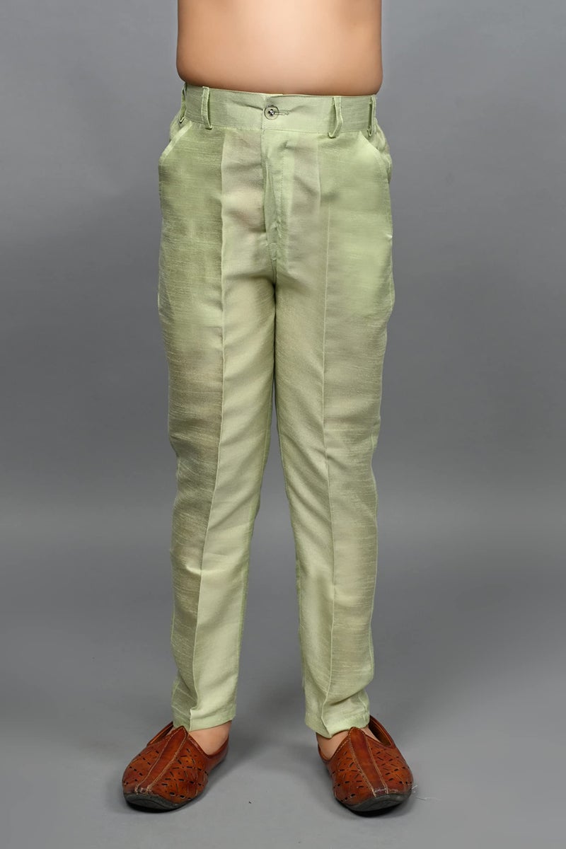 AHHAAAA Kids Ethnic Silk Blend Sequin Print Indo-Western Sherwani Set For Boys - Image 3