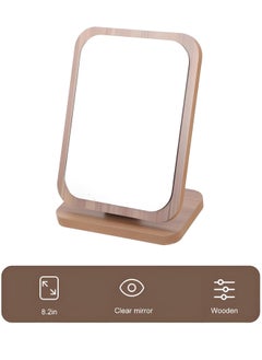 XiuWoo Wooden Tabletop Makeup Mirror – Rectangle Desktop Vanity Mirror, Portable Standing Mirror for Dressing Table and Cosmetics  - Image 3