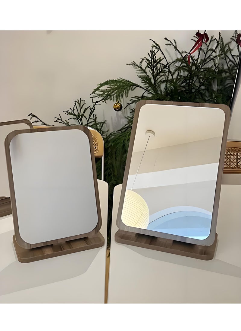XiuWoo - Wooden Tabletop Makeup Mirror – Rectangle Desktop Vanity Mirror, Portable Standing Mirror for Dressing Table and Cosmetics - Image 1