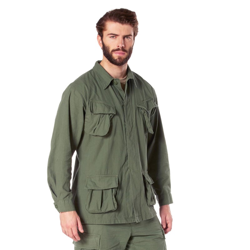 Rothco Vintage Vietnam Fatigue Shirt â€“ Comfortable Lightweight Cargo Utility Shacket, Olive Drab, L - Image 2