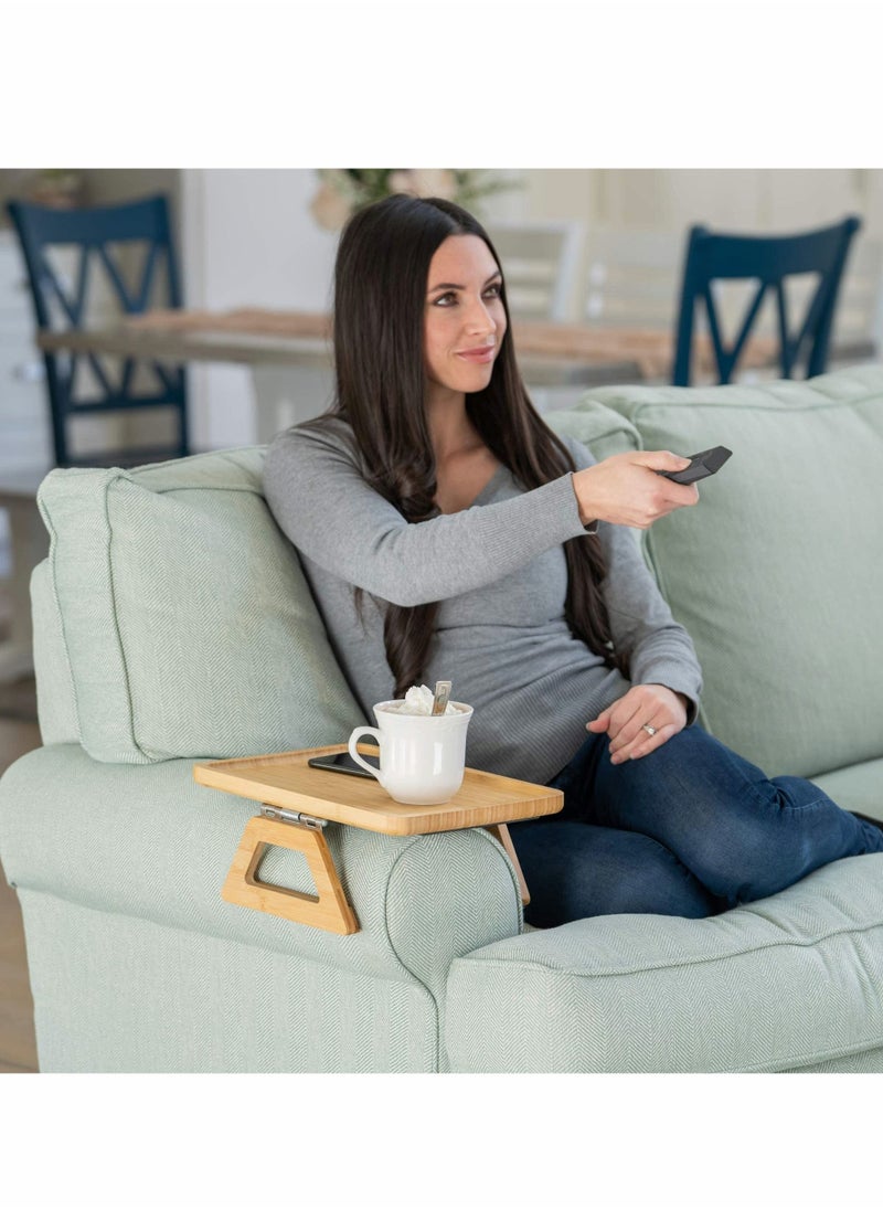 Y&D - Sofa Arm Clip Table for Wide Couches, Couch Tray Table, Portable TV and Side Tables Small Spaces, Stable Eating Drink - Image 1