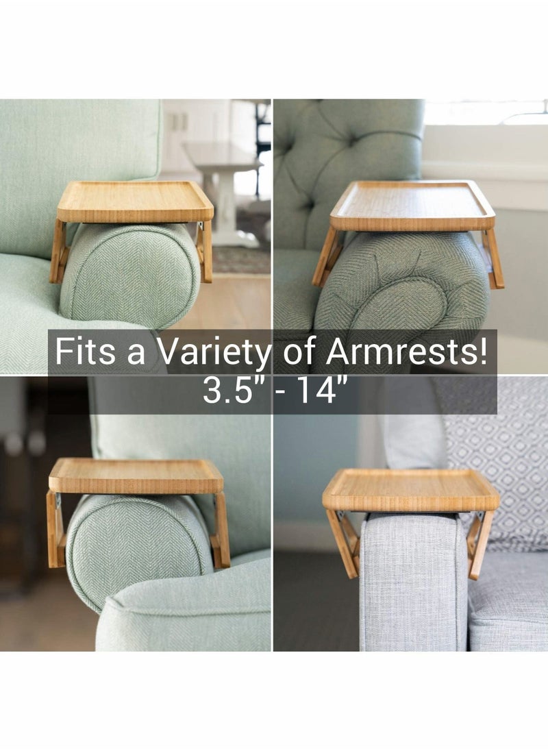 Y&D - Sofa Arm Clip Table for Wide Couches, Couch Tray Table, Portable TV and Side Tables Small Spaces, Stable Eating Drink - Image 1