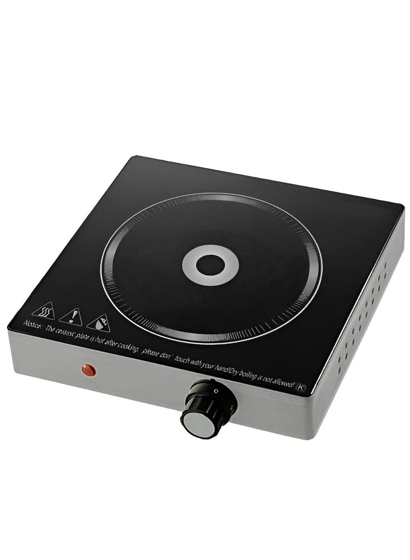 Digital Infrared Cooker Single Burner 2000W Infrared Cooking Hob with Adjustable Temperature, Rotating Control, and Fast Heating Portable Electric Cooktop for Home, Dorm, and RV Use Sleek Black Design  - Image 1