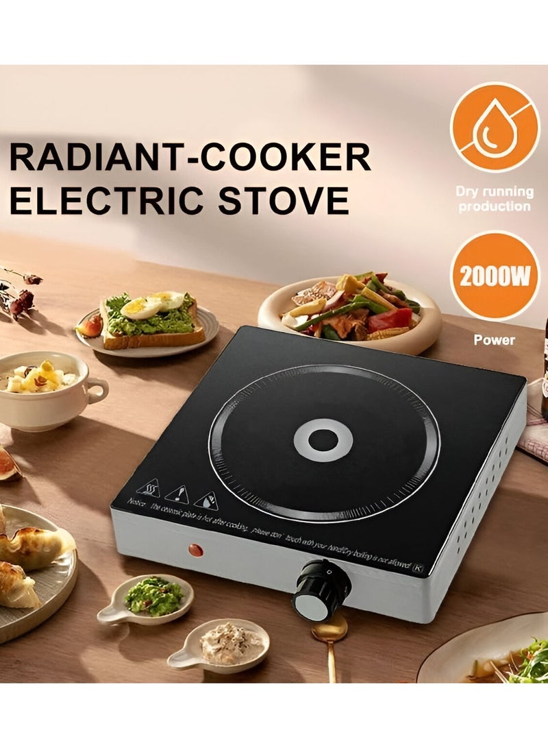 Digital Infrared Cooker Single Burner 2000W Infrared Cooking Hob with Adjustable Temperature, Rotating Control, and Fast Heating Portable Electric Cooktop for Home, Dorm, and RV Use Sleek Black Design  - Image 2