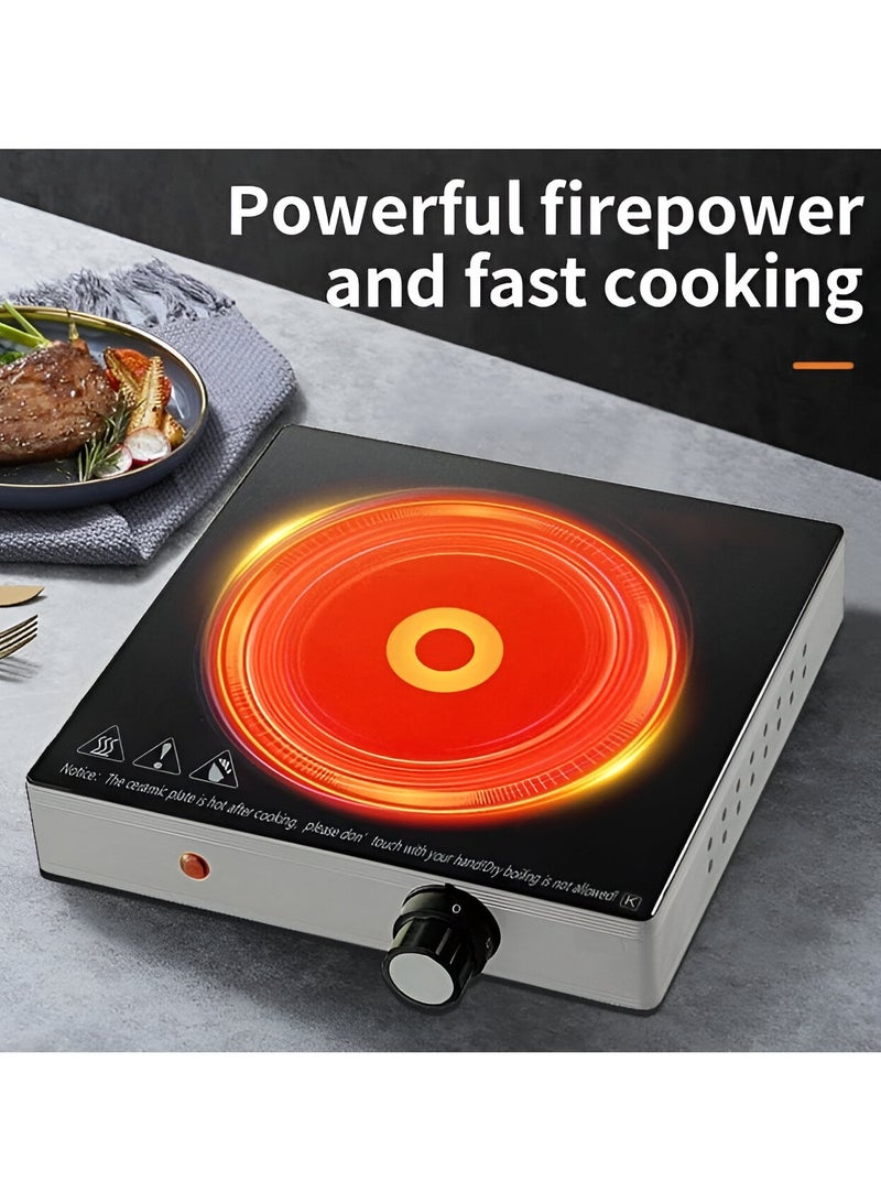 Digital Infrared Cooker Single Burner 2000W Infrared Cooking Hob with Adjustable Temperature, Rotating Control, and Fast Heating Portable Electric Cooktop for Home, Dorm, and RV Use Sleek Black Design  - Image 3