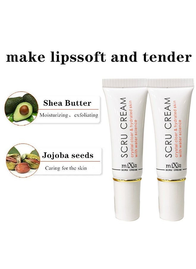 Mixiu 2PCS Lip Magic Lighten Scrub Cream, Dark Black Lip Removal Exfoliation Pigmentation, Fade Dull Pink Lip Balm Brighten, Anti-Crack Moisturizing, Smooth Lips, Gentle Exfoliator For Chapped And Dry Lips  - Image 2