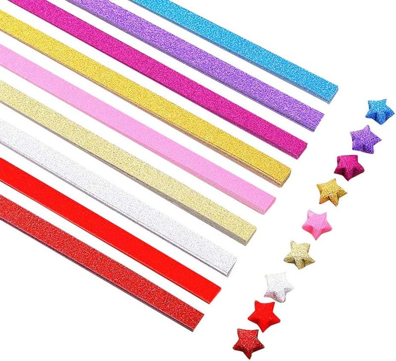 180 Sheets Colorful Stars Folding Paper DIY Shiny Star Folding Paper Gift Supply A07 - Image 1