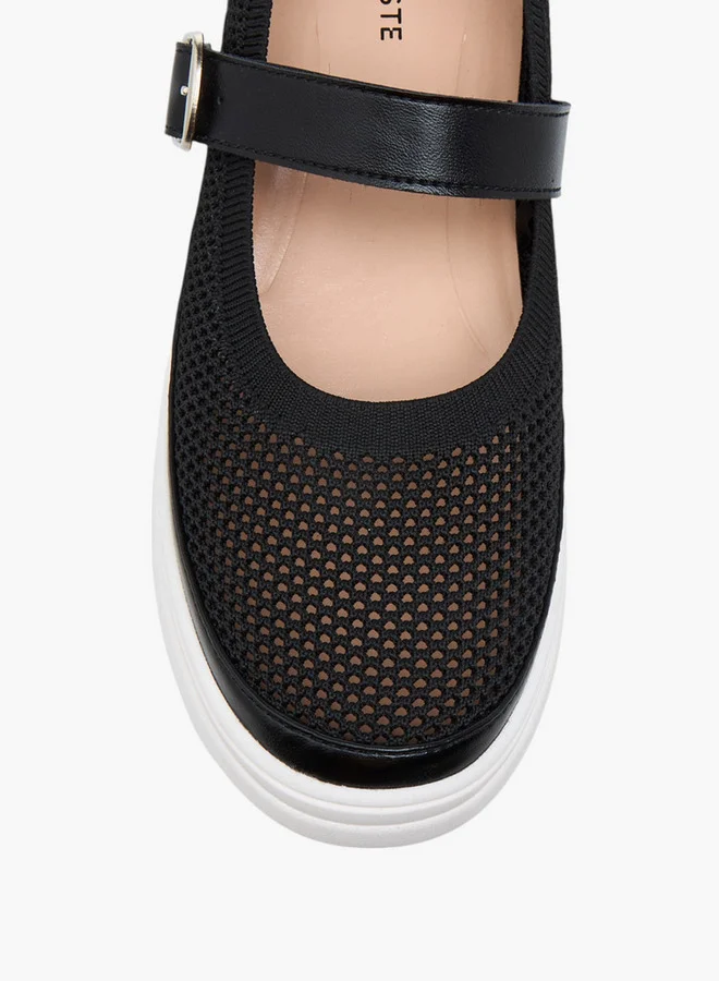 Celeste Women's Textured Sneakers with Buckle Closure - LS24040569