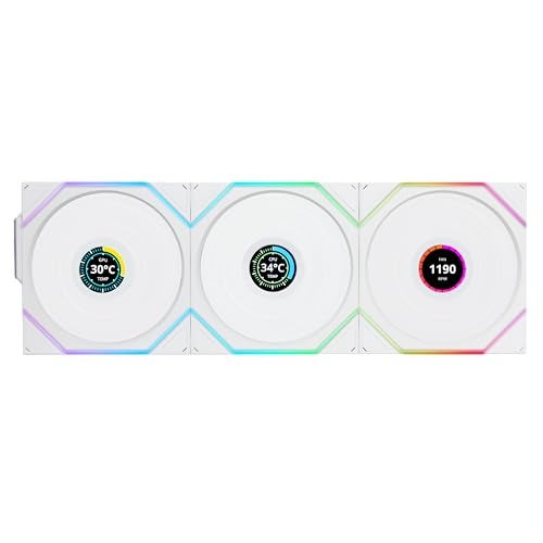 Lian Li UNI Fan TL LCD Wireless 120 Triple Pack Normal Blade NOT Reverse 24 GHz Wireless Signal Control DaisyChain Customizable Lighting EffectsController Included White 12TLLCD1W3W - Image 3