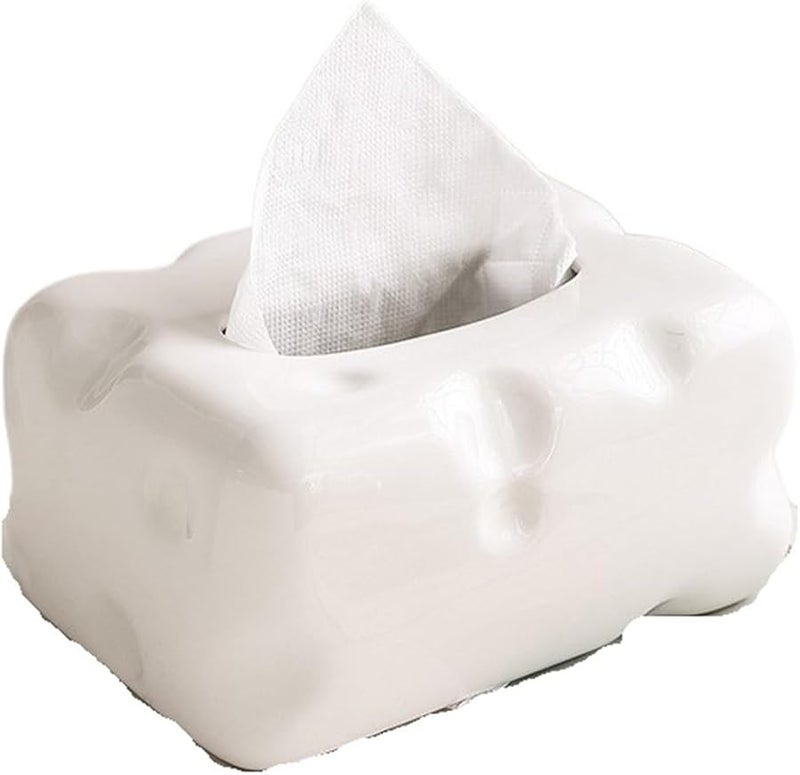 صندوق تخزين مناديل كريمي أبيض كبير لطاولة القهوة في غرفة المعيشة وغرفة الطعام - Image 1