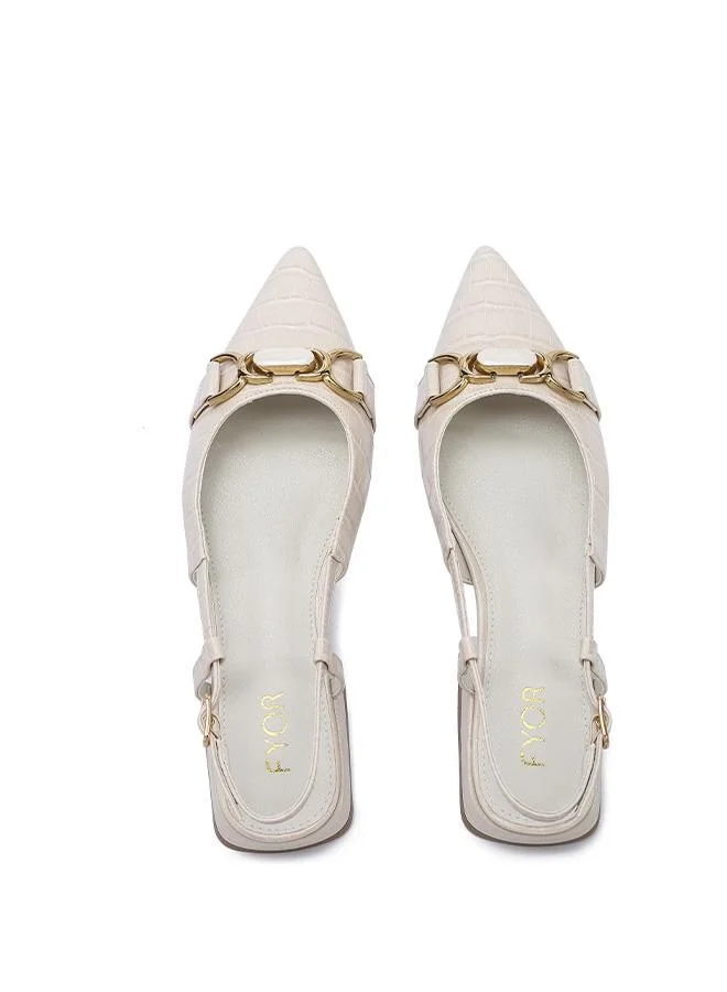 Fyor  Stylish Croc-Embossed Horsebit Slingback Flat CD 018 for Women | Best Price UAE