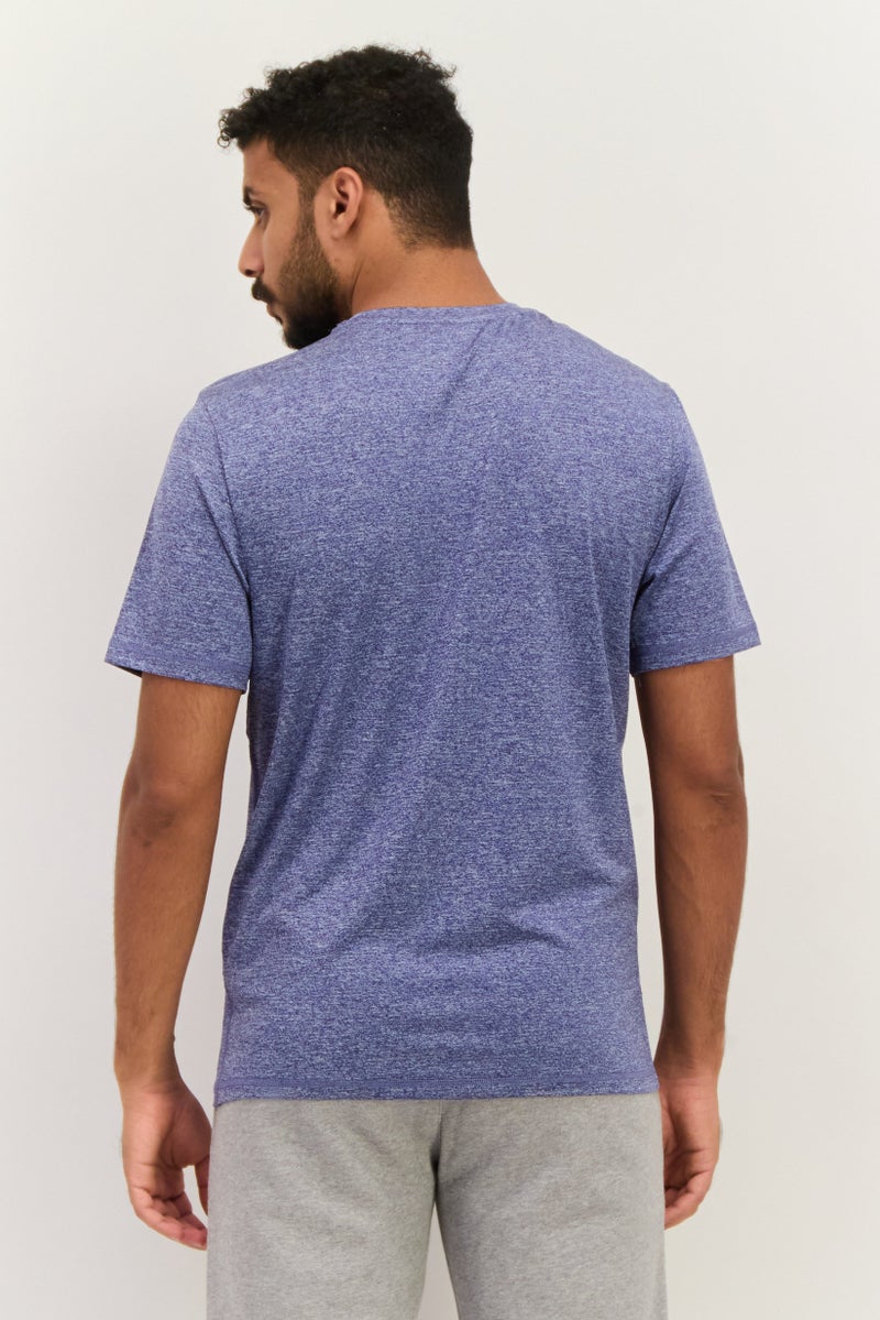 SKECHERS Men Sportswear Fit Short Sleeve Training T-Shirt, Heather Blue  - Image 3