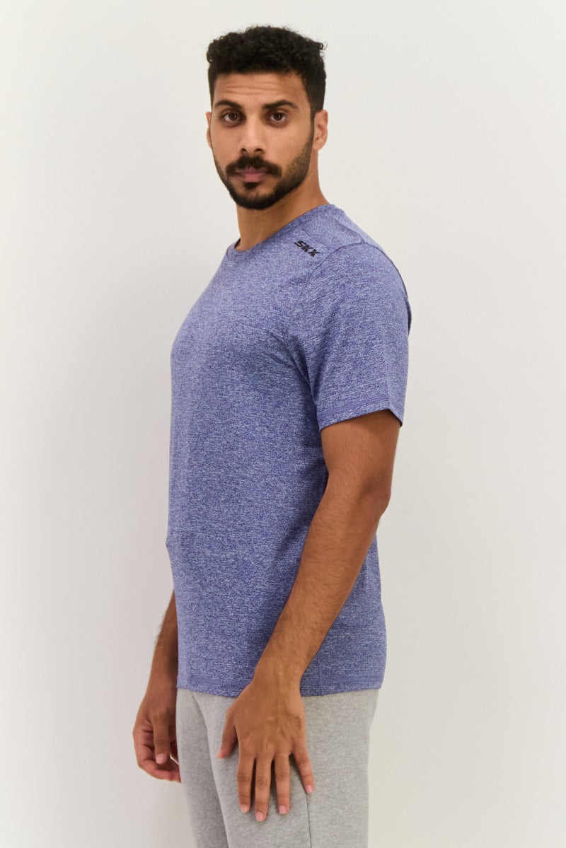 SKECHERS تي شيرت تدريب قصير الأكمام للرجال، أزرق مائل للرمادي - Image 4