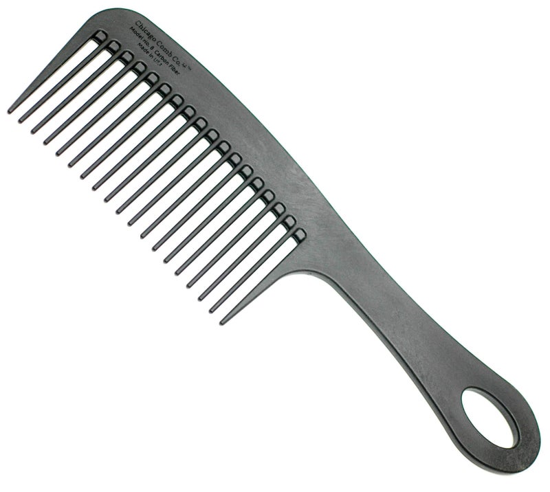 Chicago Comb Model 8 Carbon Fiber, Made in USA, Anti-static, Detangling & Shower comb, adds Lift & Volume, 8.5 inches (21.5 cm) long - Image 1