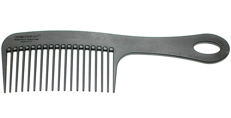 Chicago Comb Model 8 Carbon Fiber, Made in USA, Anti-static, Detangling & Shower comb, adds Lift & Volume, 8.5 inches (21.5 cm) long - Image 2