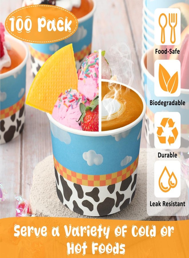 Jingmore 100 Pcs Paper Ice Cream Cups Bulk 8 oz Disposable Dessert Bowls for Hot or Cold Food Snack Treats Gift for Birthday Summer Party Favor Decoration(Cartoon) - Image 4