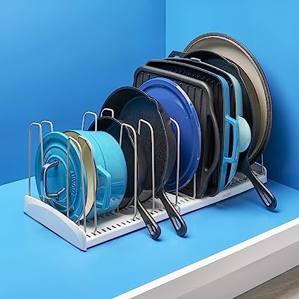 Dhadh Pot Pan Lid Holder Rack Organizer Kitchen Dish Plate Storage Organizer Drying Rack Bakeware Pot Rack Holder Organizer Pantry - Image 3