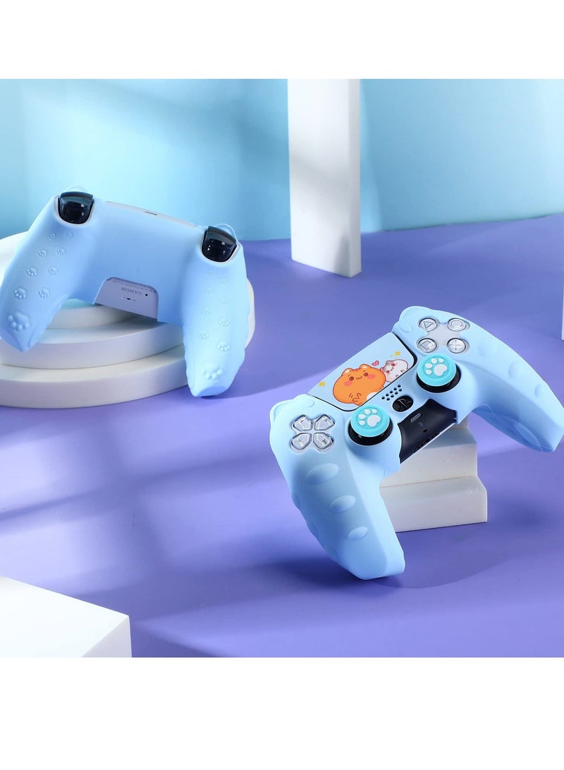 Controller Skin Compatible with PlayStation 5, Cute Cat Controller Silicone Case for PS5, Kawaii Anti Slip Silicone Controller Case with 4 Thumb Grip Caps and 2 Cat Stickers (2 Pcs) - Image 4