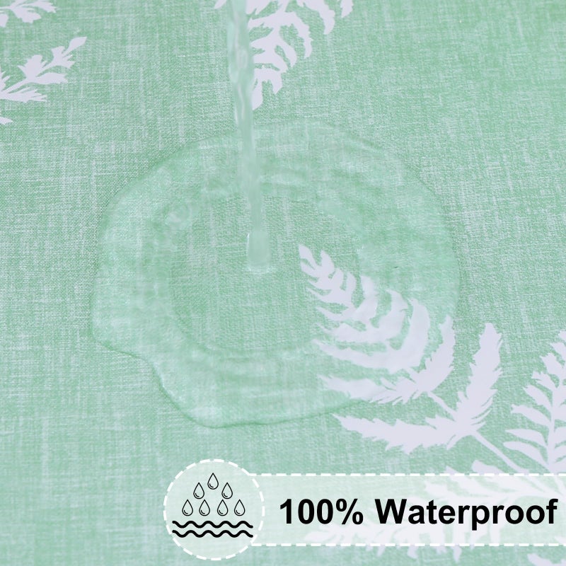 misaya Rectangle Vinyl Tablecloth, Fitted Table Cover, 100% Waterproof, Elastic Edge, Plastic Table Cloth Fit 6 Foot Folding Tables for Picnic, Camping, Outdoor (Light Green Leaves, 30x72 inch) - Image 3