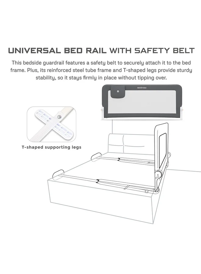 neobreez NEXX Baby Toddler Bed Fall Protection Gate Rail,   Foldable 180°| Adjustable  And  Portable Bed Safety Barrier for Flat Bed Bases Up to King Size Mattress,   150 x 66 cm | Bed Side Bedrail with Pocket