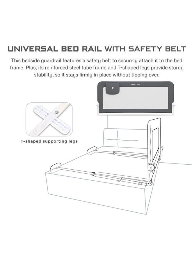 neobreez NEXX Baby Toddler Bed Fall Protection Gate Rail,  Foldable 180°| Adjustable  And  Portable Bed Safety Barrier for Flat Bed Bases Up to King Size Mattress,  150 x 66 cm | Bed Side Bedrail with Pocket  - Image 4