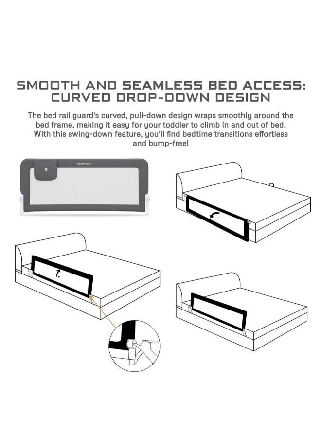 neobreez NEXX Baby Toddler Bed Fall Protection Gate Rail,   Foldable 180°| Adjustable  And  Portable Bed Safety Barrier for Flat Bed Bases Up to King Size Mattress,   150 x 66 cm | Bed Side Bedrail with Pocket - Image 2