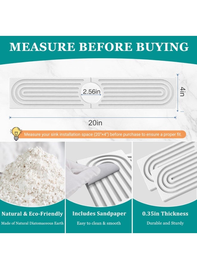 Stone Faucet Mat for  Quick Dry Diatomite Sink Splash Guard, Prevents Moisture Buildup & Water Stains, Water Absorbing Stone Tray for Bathroom Countertop (White, 15.75" x 4") - Image 4