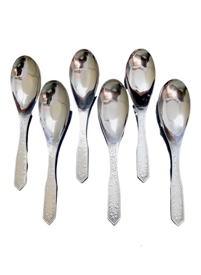 TOP TRICK Heavy Duty Stainless Steel Deepen Thickened Soup Spoon, 6-Pack, Silver - Image 1