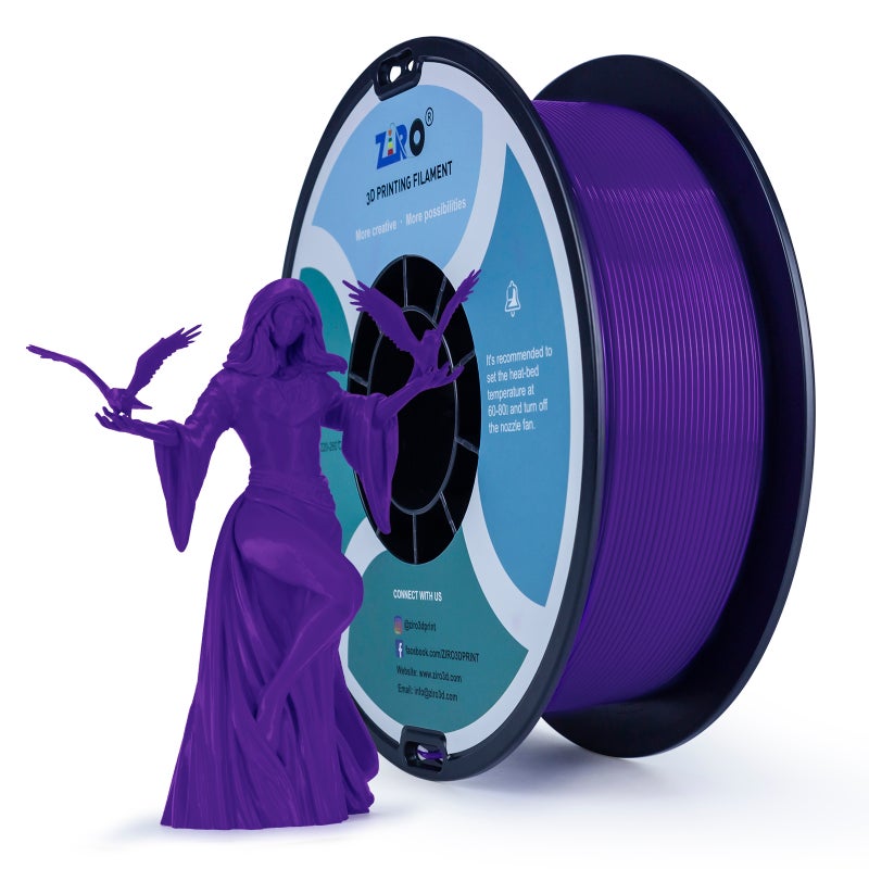 ZIRO PETG 3D Printer Filament, 1.75mm Diameter, 1kg Spool, Low Warping, No Odor, PURPLE - Image 2
