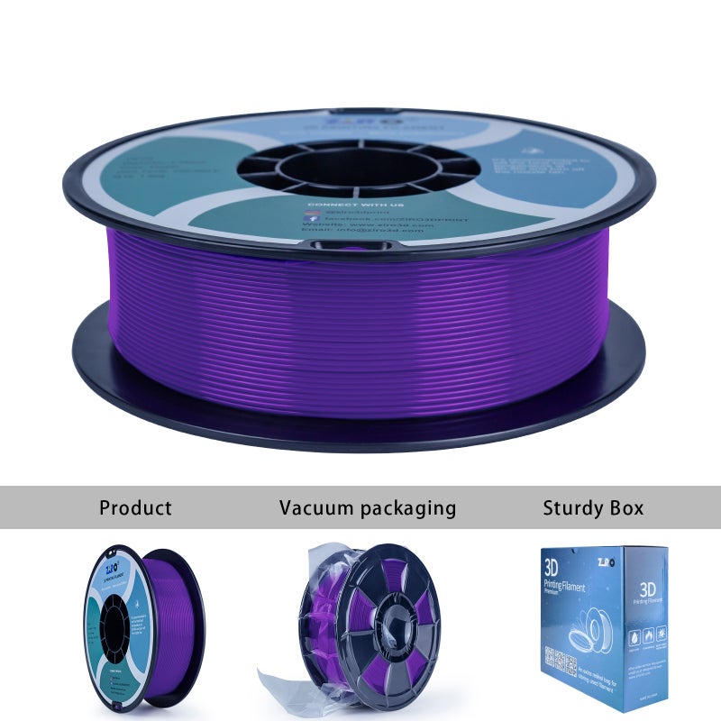 ZIRO PETG 3D Printer Filament, 1.75mm Diameter, 1kg Spool, Low Warping, No Odor, PURPLE - Image 1