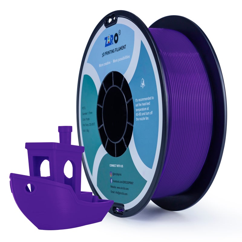 ZIRO PETG 3D Printer Filament, 1.75mm Diameter, 1kg Spool, Low Warping, No Odor, PURPLE - Image 3
