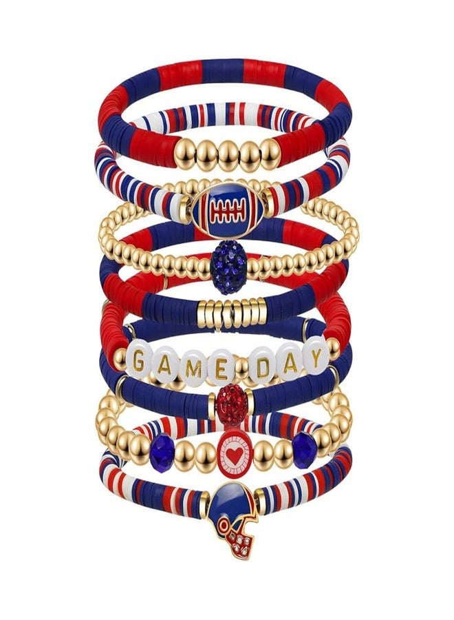 Your Always Charm Game Day Bracelets for Women Football Baseball Bracelet Stackable Heishi Clay Beaded Stretch Bracelets Football Baseball Outfit Jewelry Accessories Party Favors Gifts - Image 1