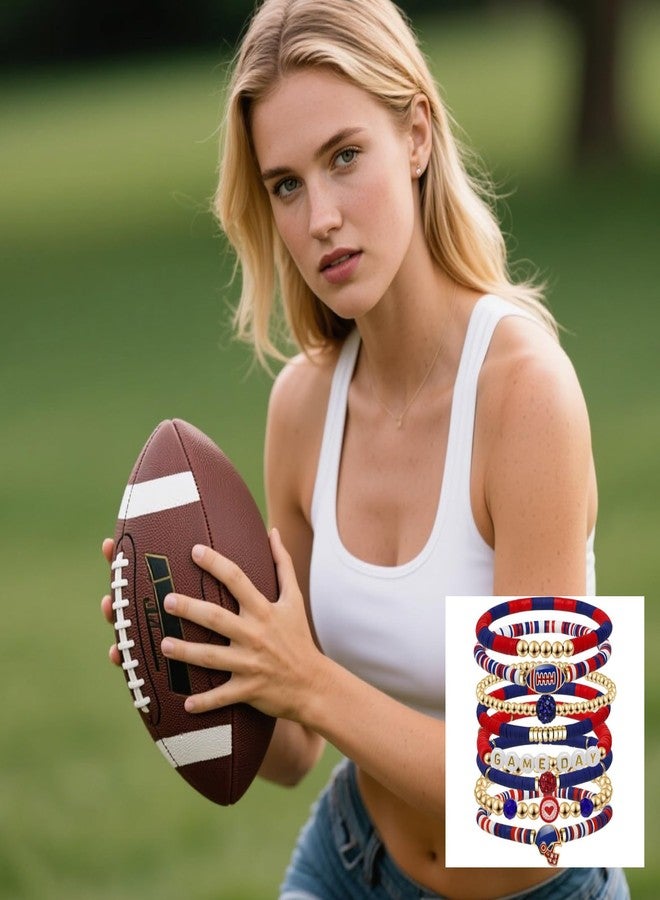 Your Always Charm Game Day Bracelets for Women Football Baseball Bracelet Stackable Heishi Clay Beaded Stretch Bracelets Football Baseball Outfit Jewelry Accessories Party Favors Gifts - Image 3