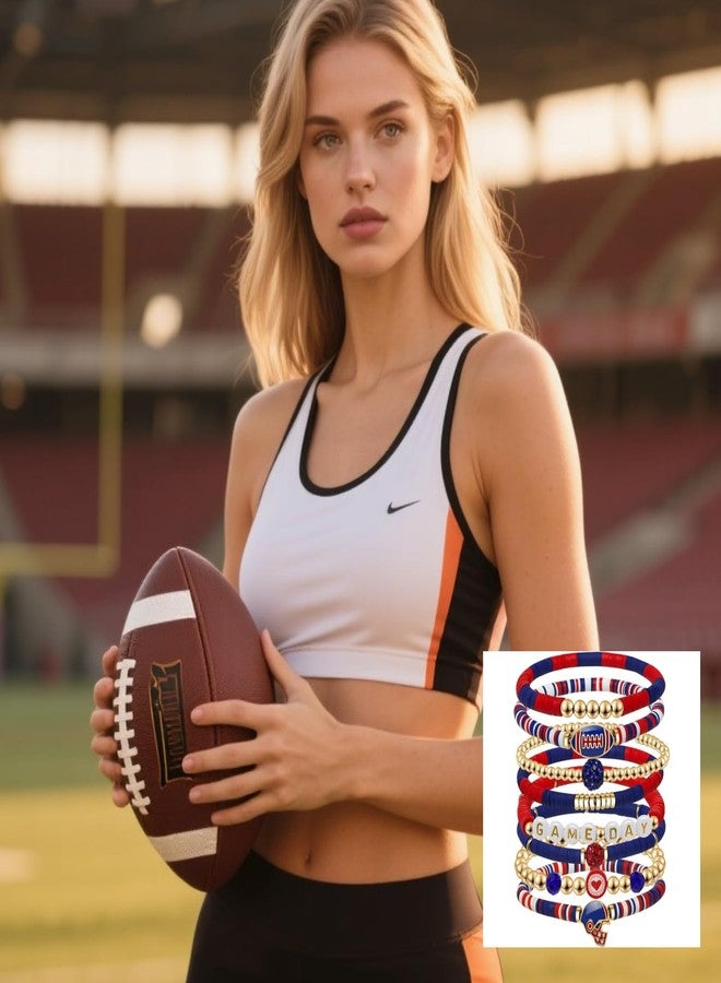 Your Always Charm Game Day Bracelets for Women Football Baseball Bracelet Stackable Heishi Clay Beaded Stretch Bracelets Football Baseball Outfit Jewelry Accessories Party Favors Gifts - Image 2