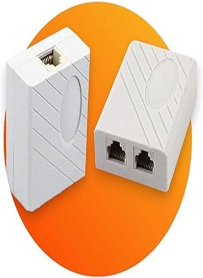 ADSL Splitter for Landline Telephone Modem - RJ 11 Female Plug to Dual Female Jack Adapter - (1 Pack) 