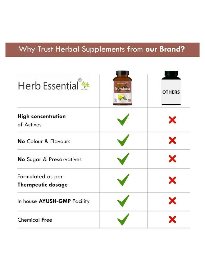 Herb Essential أقراص جوجشورا الأساسية بالأعشاب، 500 ملغ، 60 قرص | مستخلصات مركزة قوية | يحسن الحيوية | تريبولوس تيرستريس | للرجال والنساء على حد سواء - Image 4