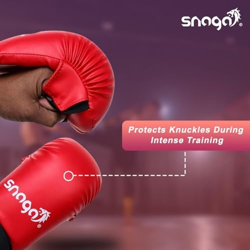 Snaga Karate Kit with Moulded Karate Gloves, Arm Guard, Headguard, Chest Guard, Foot & Shin Pads for Training & Protection (Red, S (7-9 Years Old)) - Image 3