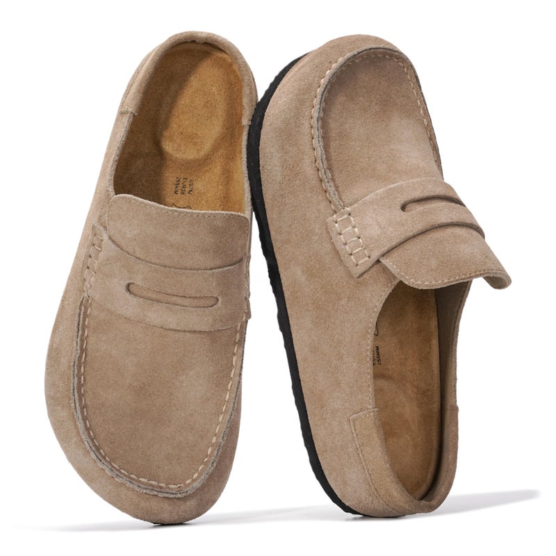 Project Cloud Genuine Leather Clogs for Women - Memory Foam Insole Womens Clogs Non-Slip Outsole Mules for Women Footwear - Women's Mules & Clogs Fall Shoes (Haven, LTBEIGSUED,6M)