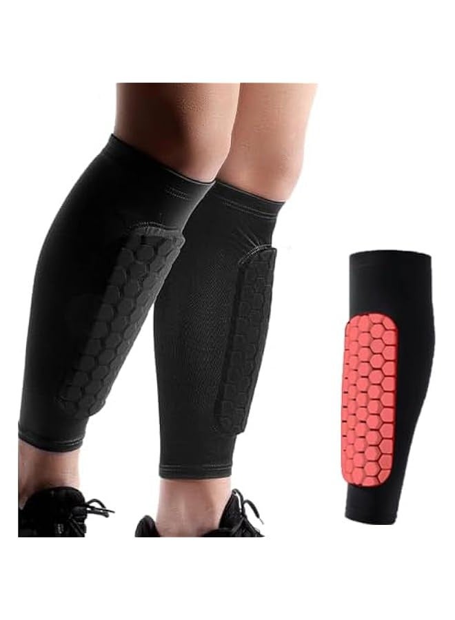 TRASSLE Soccer Shin Guards Shin Pads for Kids Youth Adult, Calf Compression Sleeve with Honeycomb Pads, Support for Shin Splint Baseball Boxing Kickboxing MTB, Lightweight  - Image 1