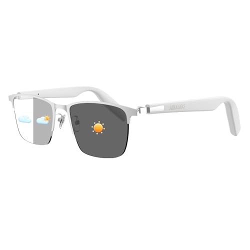AIRMARS Smart Glasses for Men & Women, Bluetooth Glasses with Photochromic/Blue Light Filter&Polarized Lenses, Smart Sunglasses for Women with Speaker, Interchangeable Frames (Silver) - Image 1