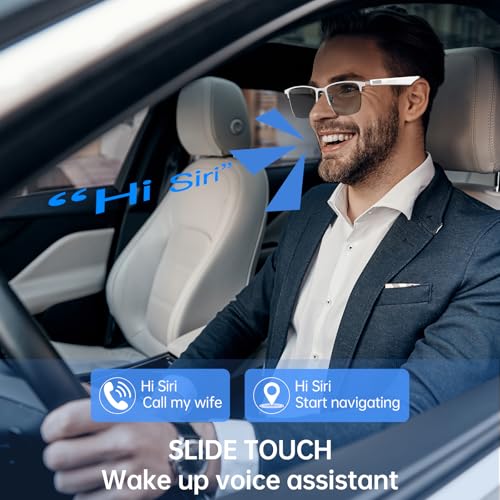 AIRMARS Smart Glasses for Men & Women, Bluetooth Glasses with Photochromic/Blue Light Filter&Polarized Lenses, Smart Sunglasses for Women with Speaker, Interchangeable Frames (Silver) - Image 5