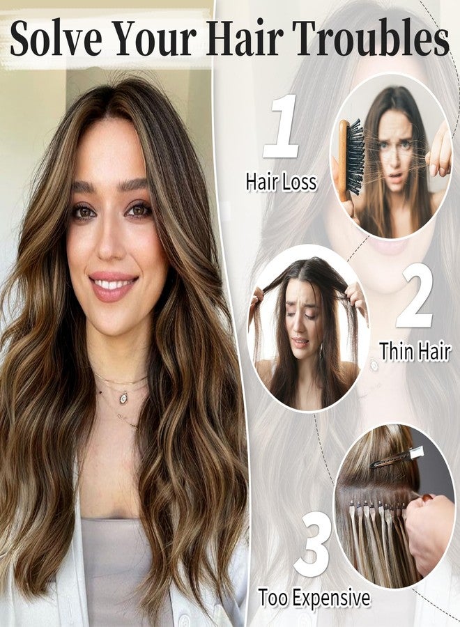 KooKaStyle Invisible Wire Hair Extensions with Transparent Wire Adjustable Size 4 Secure Clips Long Wavy Secret Wire Hairpiece 24 Inch for Women (Balayage Dark Brown to Chestnut) - Image 4