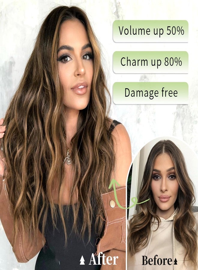 KooKaStyle Invisible Wire Hair Extensions with Transparent Wire Adjustable Size 4 Secure Clips Long Wavy Secret Wire Hairpiece 24 Inch for Women (Balayage Dark Brown to Chestnut) - Image 3